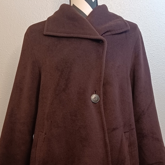 Vintage Cinzia Rocca 100% Wool Sz‎ 8 Old Money Wide-Collar Brown Neutral Coat - Picture 6 of 15